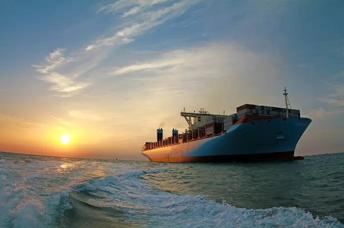Container ship at sea